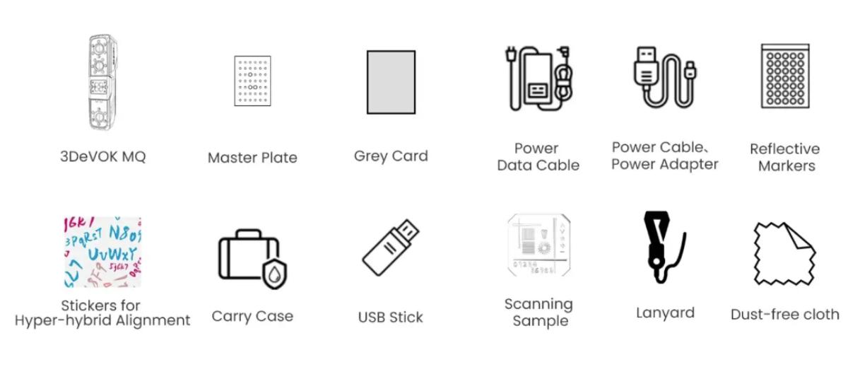 3D scanner 3DeVOK MQ package contents