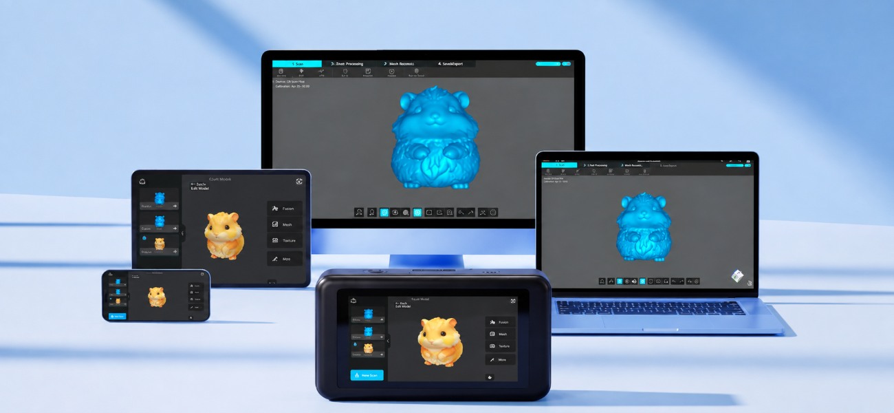 Creality Pika та програмне забезпечення CrealityScan на різних пристроях