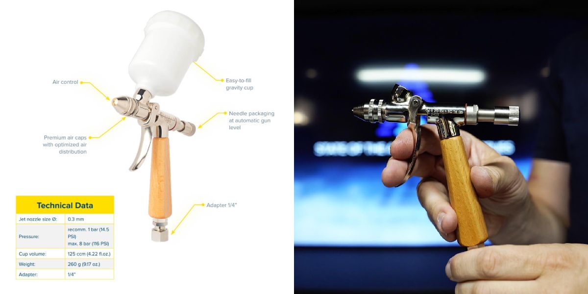 AESUB Spray gun for scanning AESUB Yellow Air Brush, physical parameters