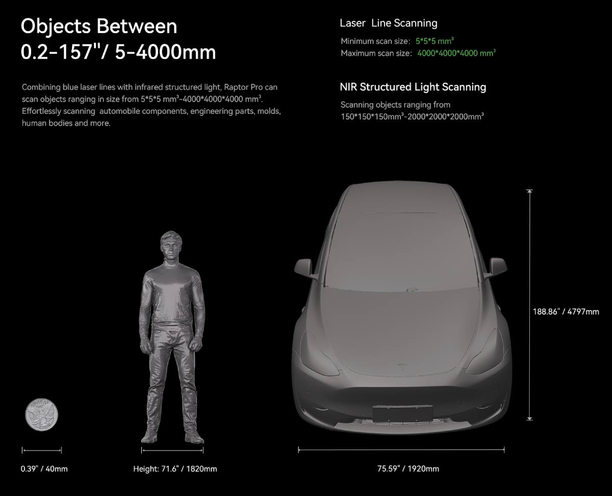 Creality CR-Scan Raptor Pro scanner, application
