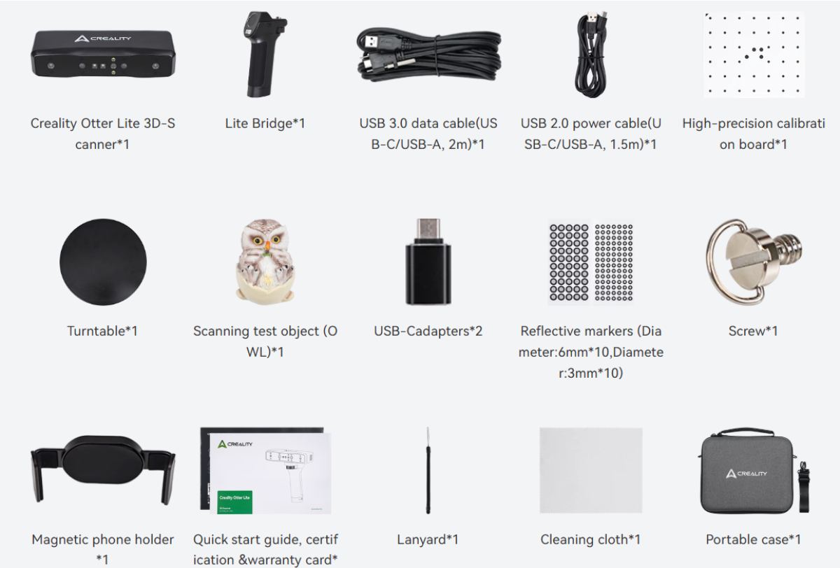Creality Otter Lite 3D scanner package, photo