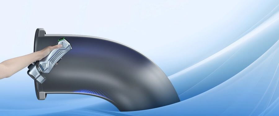 SIMSCAN-E scanning a narrow and confined space in an industrial setting.