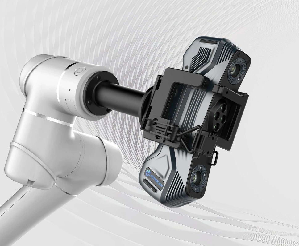 Scanology SimScan 42 Gen2 integrated into an automated 3D measurement system on a robotic arm.