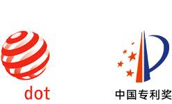 Logos of the Red Dot and China Design Silver Awards won by the Scanology SimScan 42 Gen2 scanner.