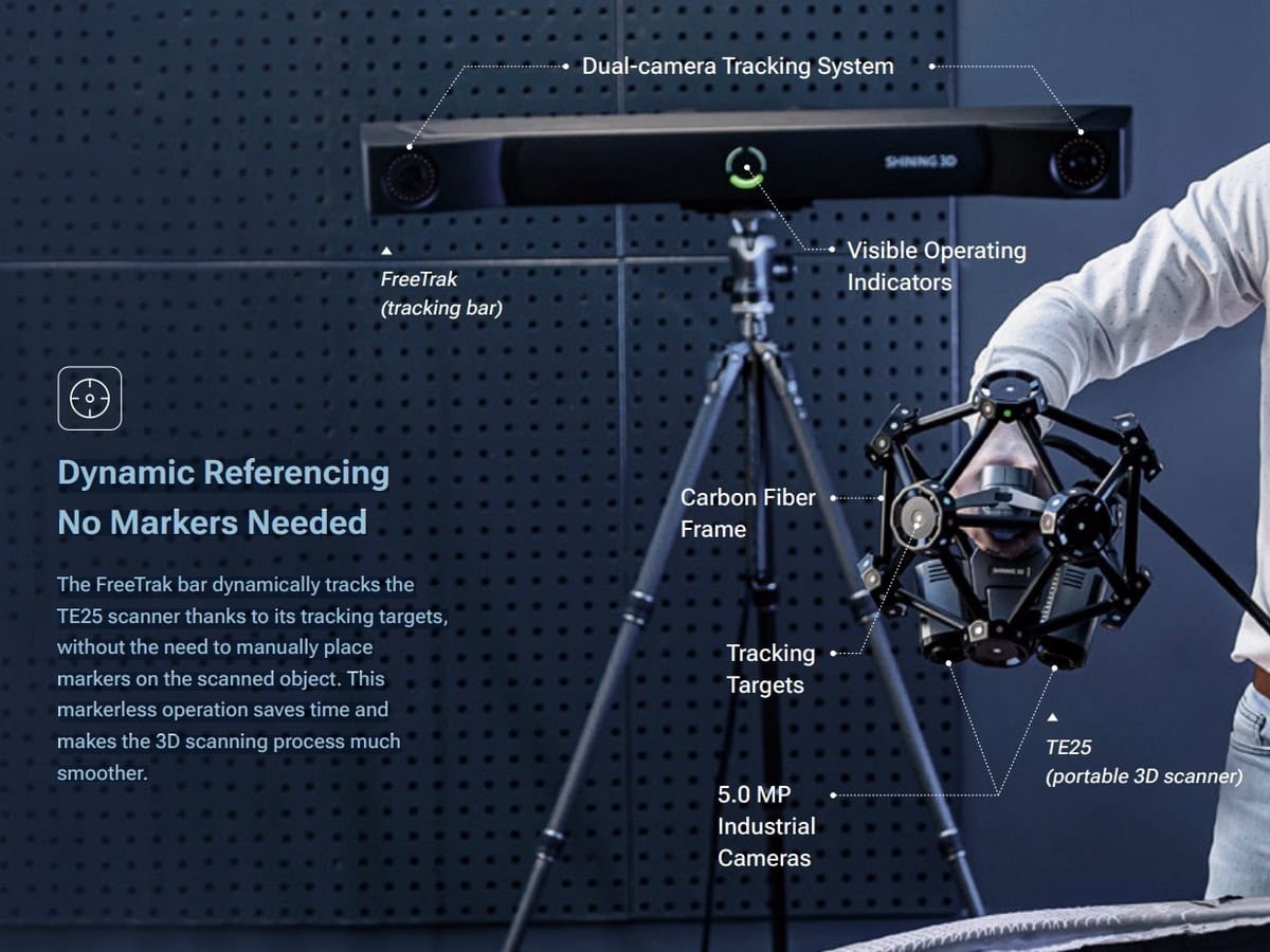FreeScan Trak Pro2 optical system. Dynamic reference without markers